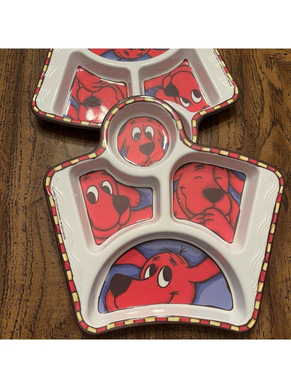 2 Clifford The Big Red Dog Childrens Melamine Divided Plate Dish Vintage Zack